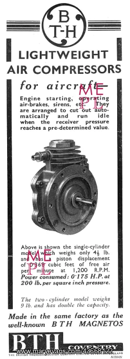 : BTH Air Compressors For Aircraft 1933 : BTH Air Compressors For Aircraft 1933