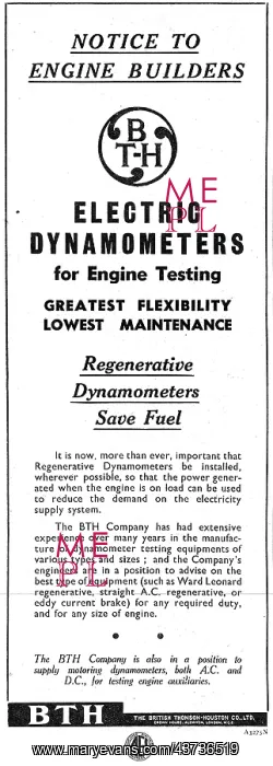 : BTH Electric Dynamometers For Engine Testing 1943 : BTH Electric Dynamometers For Engine Testing 1943