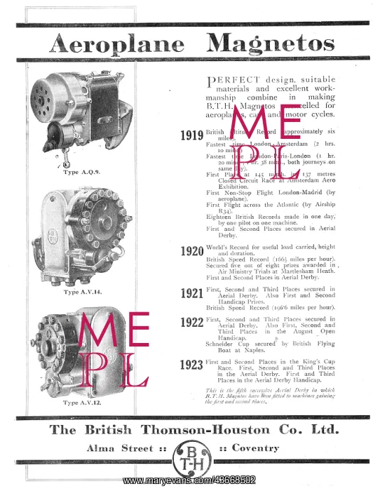 : BTH Magnetos 1924 Advert : BTH Magnetos 1924 Advert