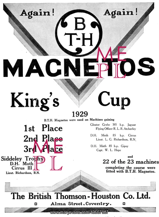 : BTH Magnetos 1929 : BTH Magnetos 1929