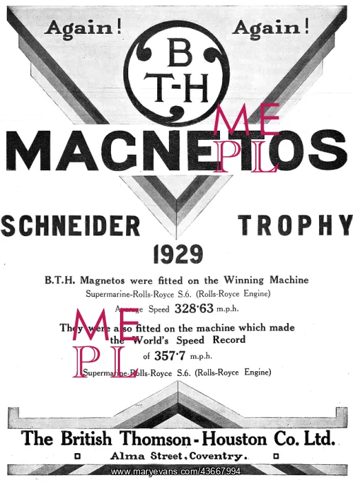 : BTH Magnetos 1929 : BTH Magnetos 1929