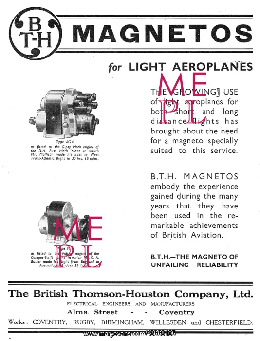  : BTH Magnetos Type AG4 & M1 For Light Aeroplanes