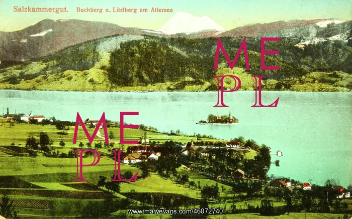 : Buchberg and Litzlberg at the Attersee. View from : Buchberg and Litzlberg at the Attersee. View from