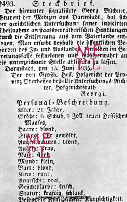 : Buchner, Georg 17.10.1813 - 19.2.1837, German : Buchner, Georg 17.10.1813 - 19.2.1837, German
