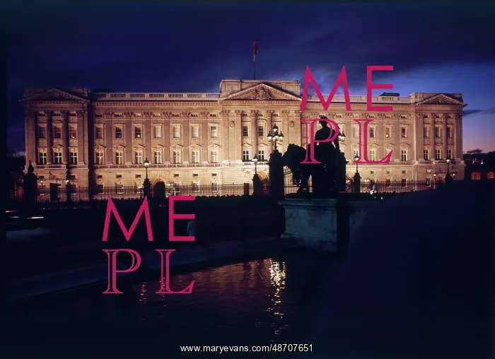 : Buckingham Palace by night, London : Buckingham Palace by night, London