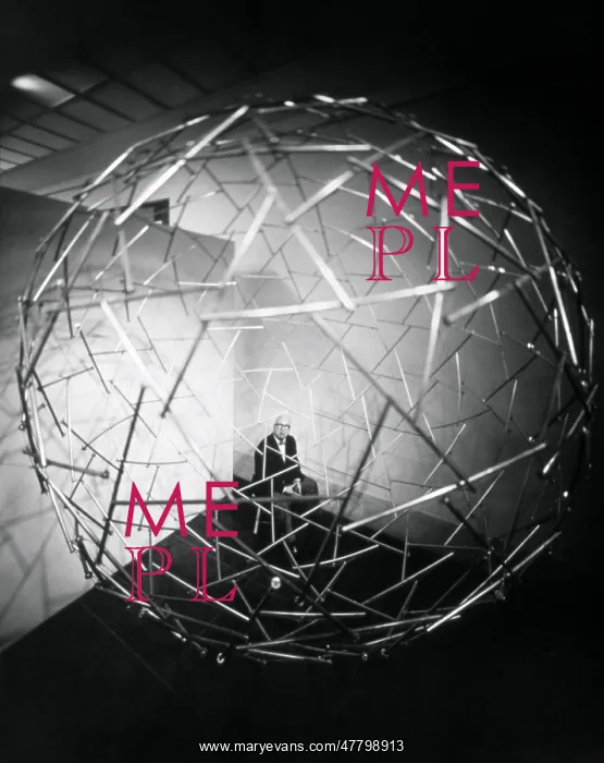 : Buckminster Fuller with Geodesic Dome : Buckminster Fuller with Geodesic Dome