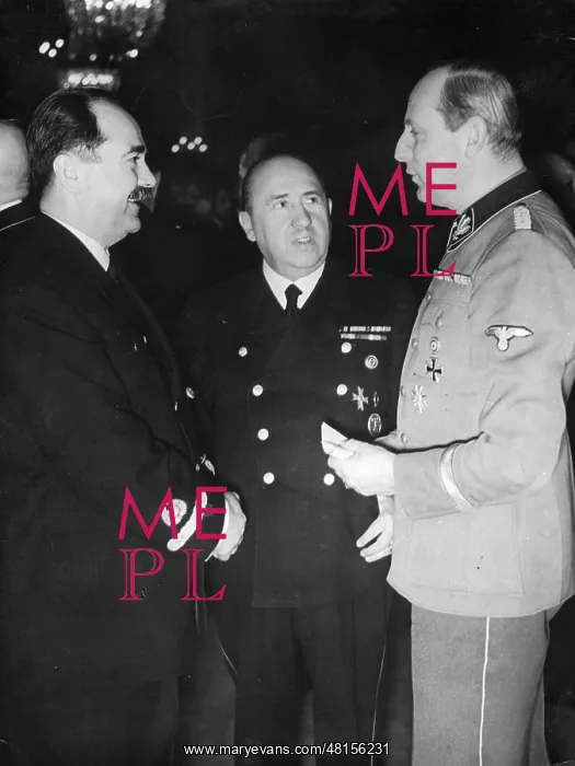: Budak, Walther Funk, Werner Lorenz at a reception in Berlin : Budak, Walther Funk, Werner Lorenz at a reception in Berlin