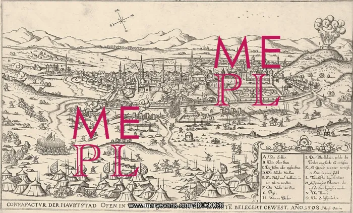 : Budapest (Ofen) in Hungary. Siege of Ofen by the Turks in October 1598. Etching : Budapest (Ofen) in Hungary. Siege of Ofen by the Turks in October 1598. Etching