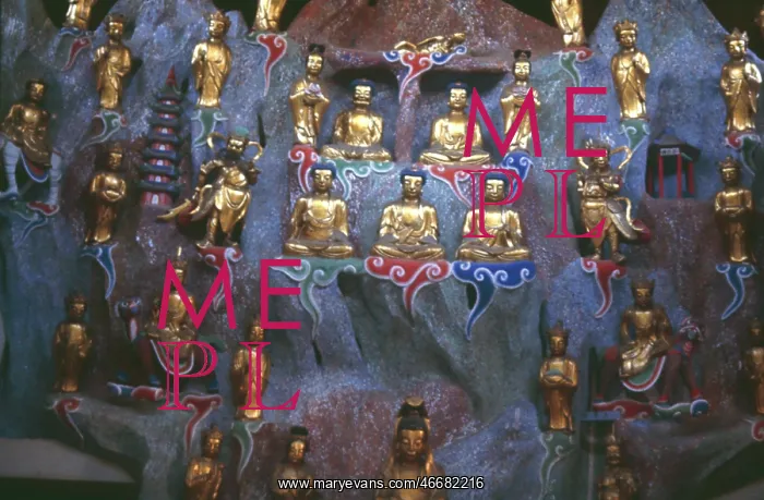 : Buddhas in a temple, Hangchow (Hangzhou), China : Buddhas in a temple, Hangchow (Hangzhou), China