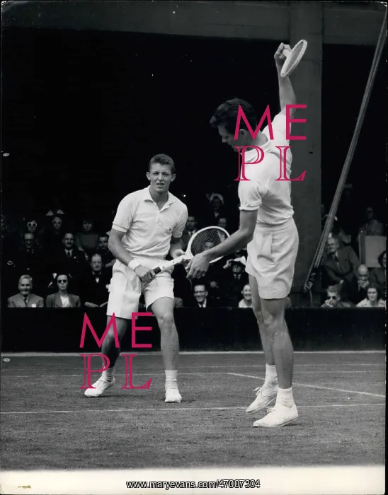 : Budge Patty and Tony Trabert in doubles at Wimbledon : Budge Patty and Tony Trabert in doubles at Wimbledon