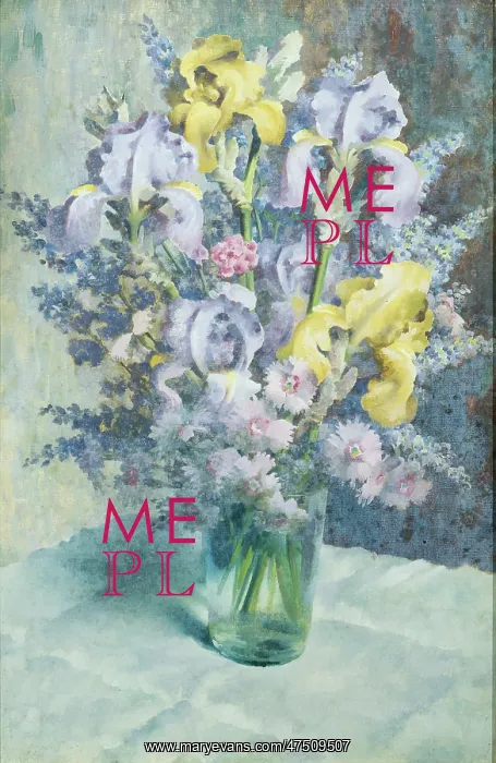 : Bue and Yellow Irises etc in a glass : Bue and Yellow Irises etc in a glass