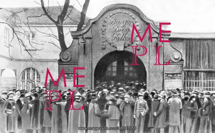 : The Buergerbraeukeller in Munich, 1923 : The Buergerbraeukeller in Munich, 1923