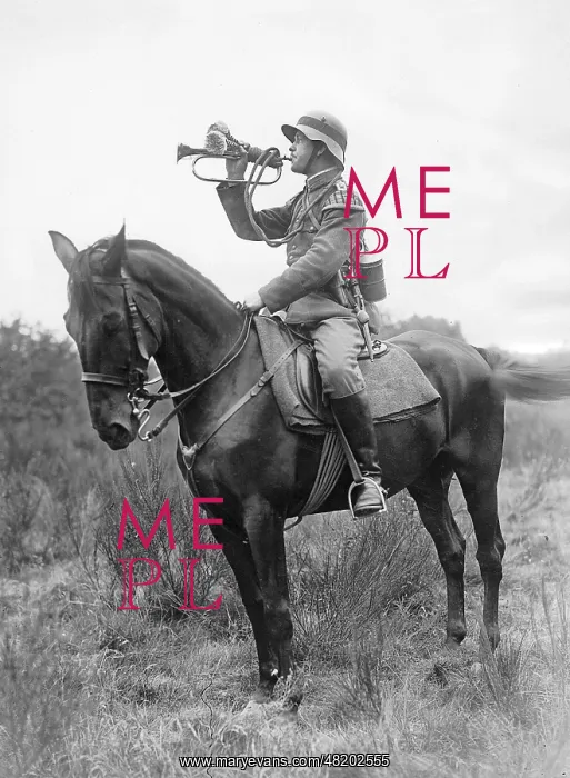 : Bugler at artillery exercises, 1928 : Bugler at artillery exercises, 1928