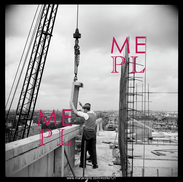 : Builders working on the construction of Symington House : Builders working on the construction of Symington House