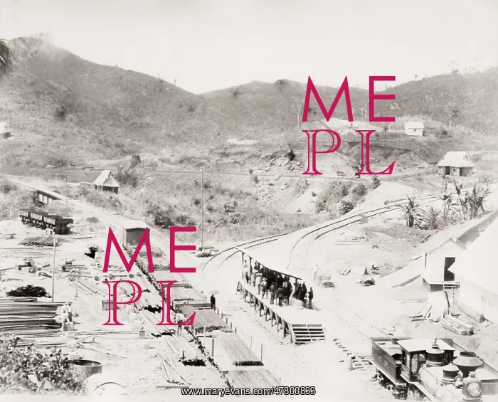 : Building Panama canal, railway line : Building Panama canal, railway line
