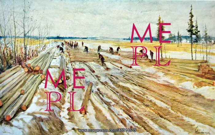 : Building a road in russia using timber logs by : Building a road in russia using timber logs by