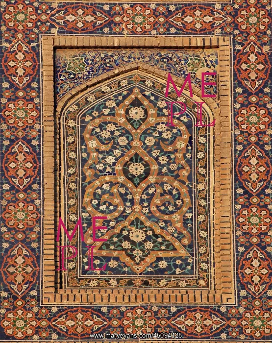 : Bukhara. Detail of ceramics on the main outside facade : Bukhara. Detail of ceramics on the main outside facade