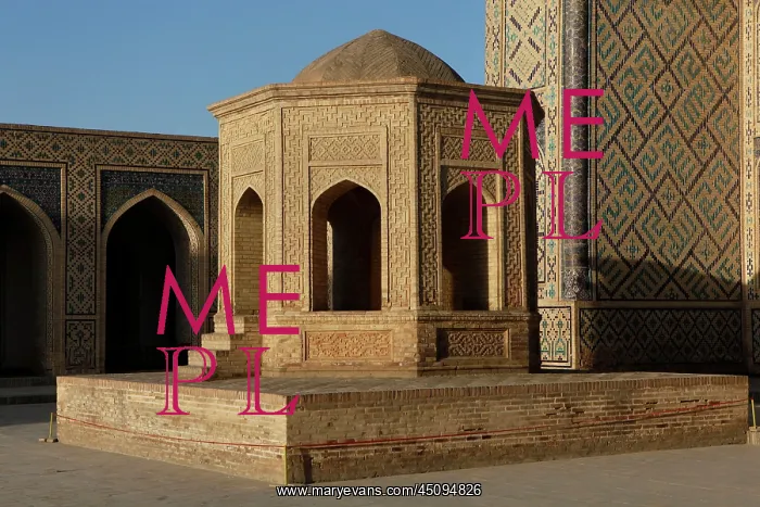 : Bukhara. Low angle view of octagonal pavilion : Bukhara. Low angle view of octagonal pavilion