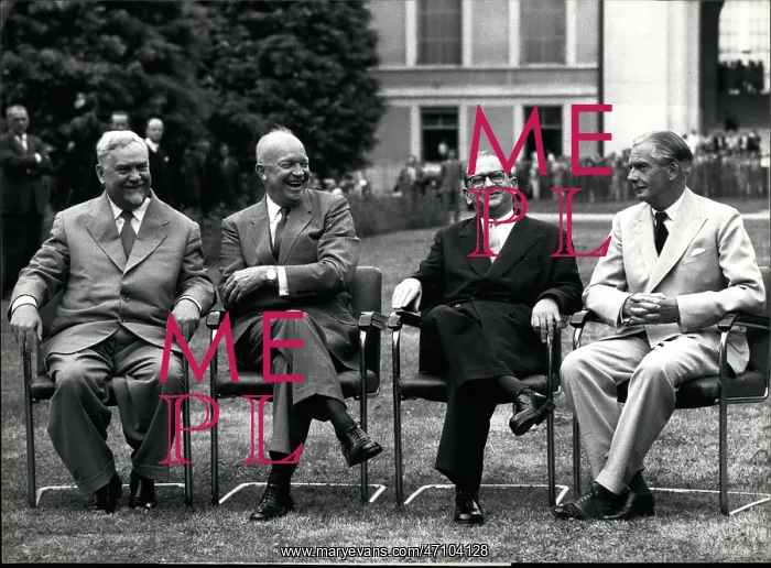 : Bulganin, Eisenhower, Faure, Eden, at UN in Geneva : Bulganin, Eisenhower, Faure, Eden, at UN in Geneva