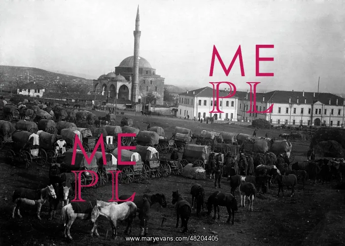 : Bulgarian train camp in Macedonia, 1916 : Bulgarian train camp in Macedonia, 1916