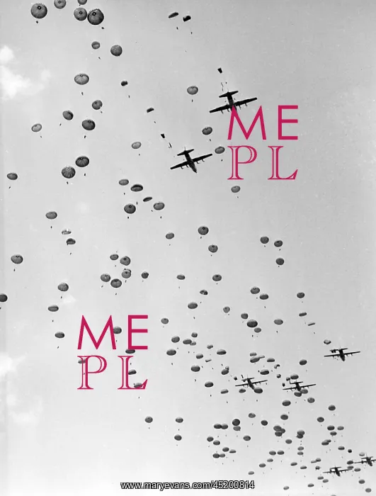 : Bulk landing of American parachutists : Bulk landing of American parachutists