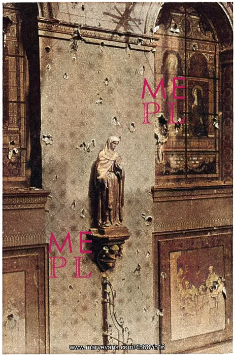 : Bullet-holes in the walls and windows of an Ypres convent : Bullet-holes in the walls and windows of an Ypres convent