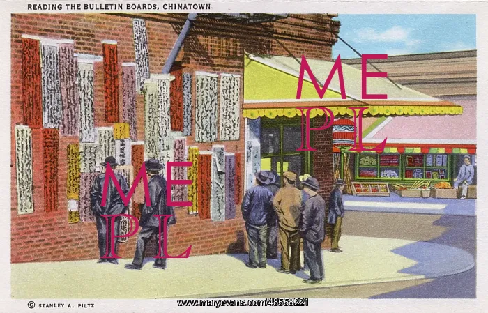 : Bulletin boards, Chinatown, San Francisco, California, USA : Bulletin boards, Chinatown, San Francisco, California, USA