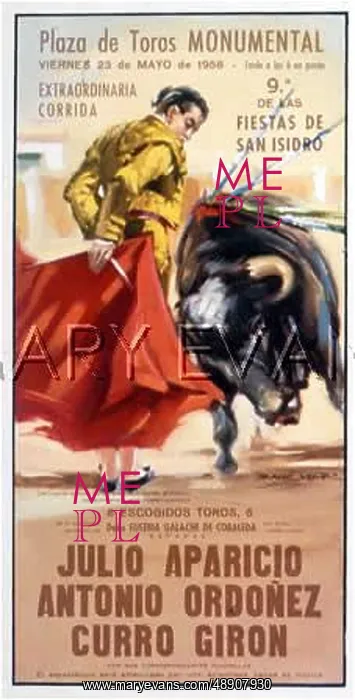 : BULLFIGHT POSTER 1958 : BULLFIGHT POSTER 1958
