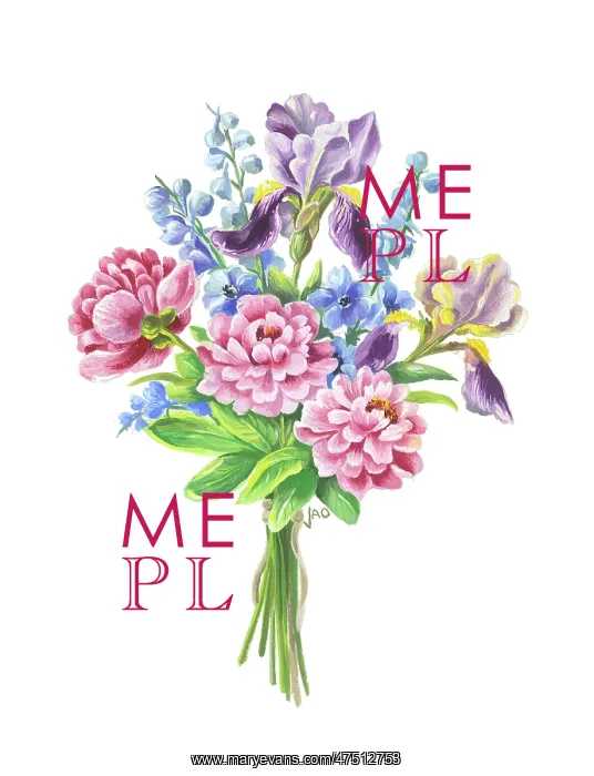  : Bunch of Peonies, Irises and Delphiniums
