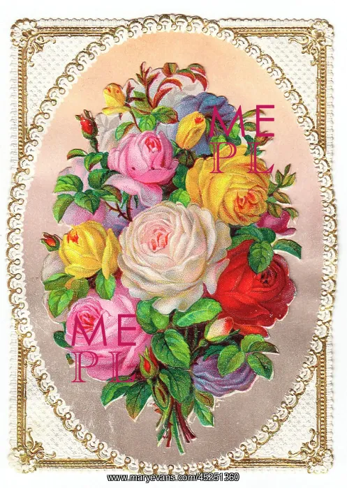 : Bunch of roses on a greetings card : Bunch of roses on a greetings card