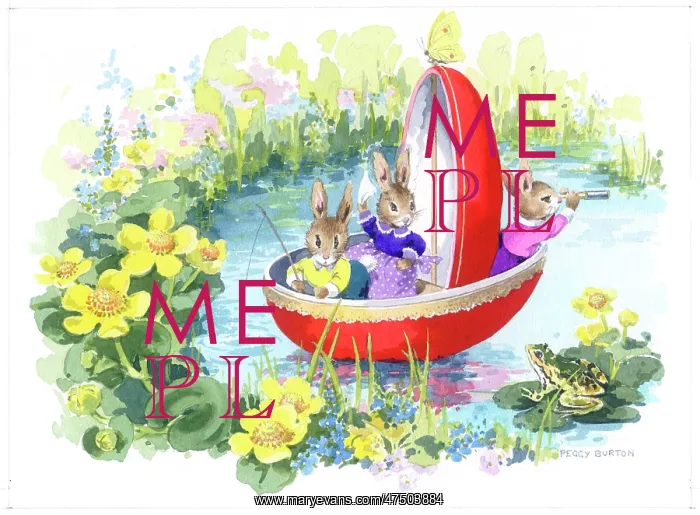 : Bunnies sailing in an Easter egg : Bunnies sailing in an Easter egg