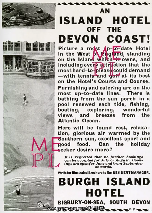 : Burgh Island Hotel advertisement : Burgh Island Hotel advertisement
