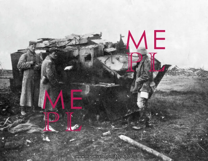 : Burned out French tank during the First World War : Burned out French tank during the First World War