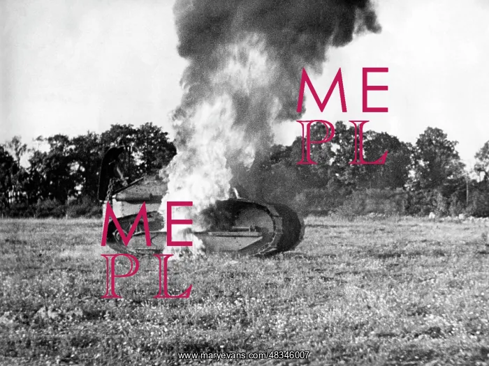 : Burning French tank, 1940 : Burning French tank, 1940