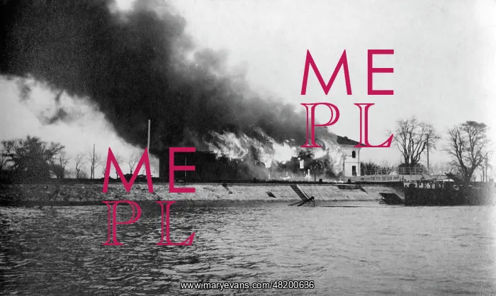 : Burning Romanian dock, 1916 : Burning Romanian dock, 1916