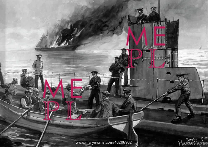 : Burning sailing ship in World War I : Burning sailing ship in World War I