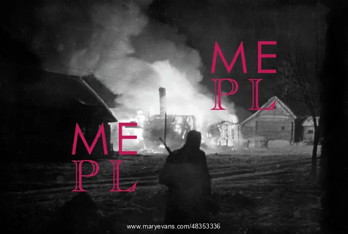 : Burning village on the eastern front, 1941 : Burning village on the eastern front, 1941