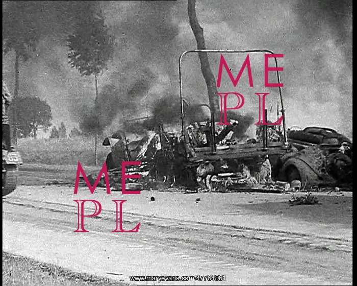 : Burning and Wrecked Vehicles on the Side Of : Burning and Wrecked Vehicles on the Side Of
