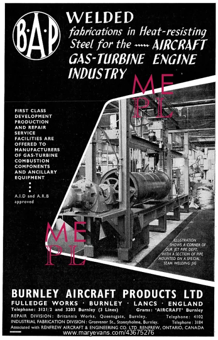 : Burnley Aircraft Products Fabrications : Burnley Aircraft Products Fabrications