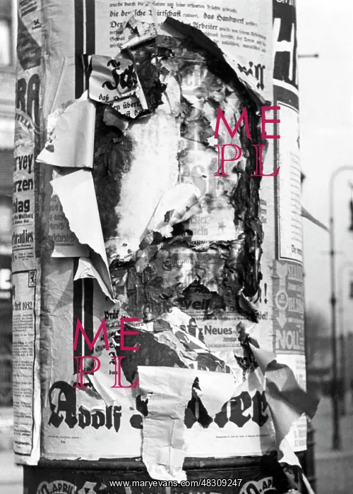 : Burnt election poster of the NSDAP, 1932 : Burnt election poster of the NSDAP, 1932