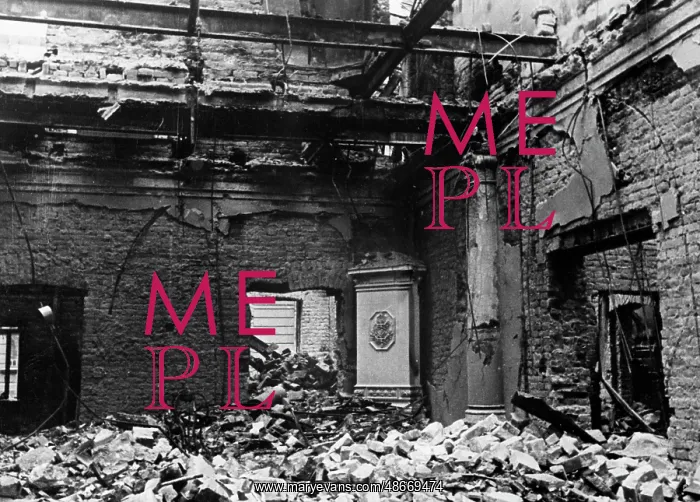 : Burnt-out German embassy in Belgrade, 1941 : Burnt-out German embassy in Belgrade, 1941