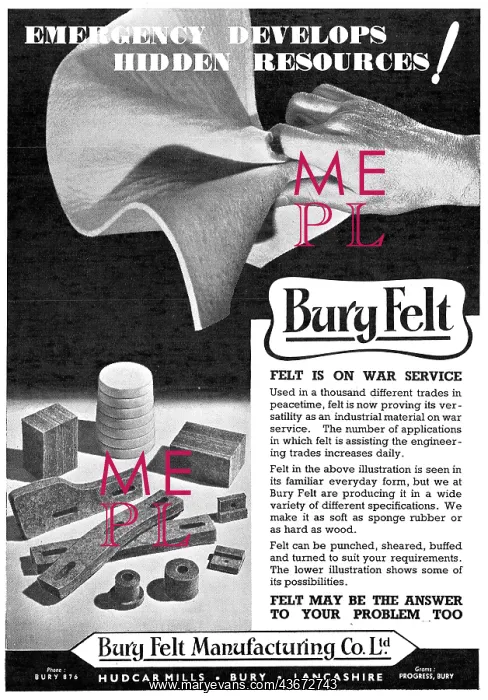: Bury Felt Manufacturing Company. Industrial Felt Products : Bury Felt Manufacturing Company. Industrial Felt Products