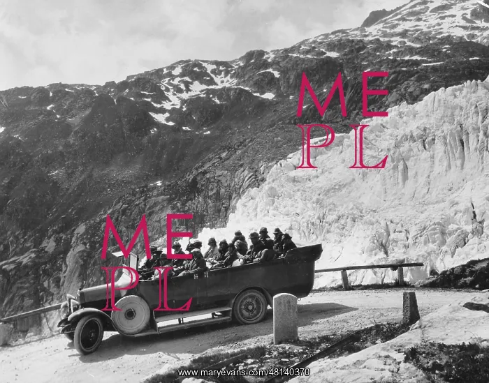 : Bus on a Swiss mountain road : Bus on a Swiss mountain road