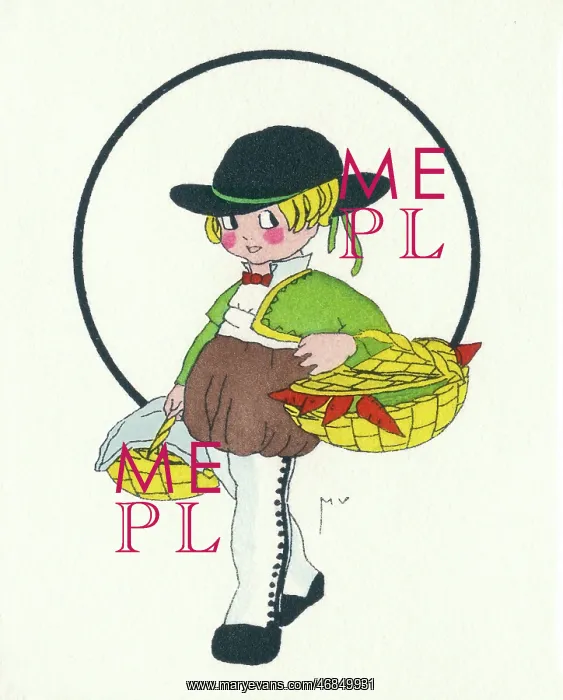 : Business card design, cute kid with baskets : Business card design, cute kid with baskets