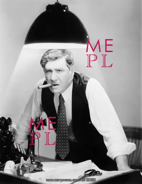 : Businessman with cigar under lamp : Businessman with cigar under lamp