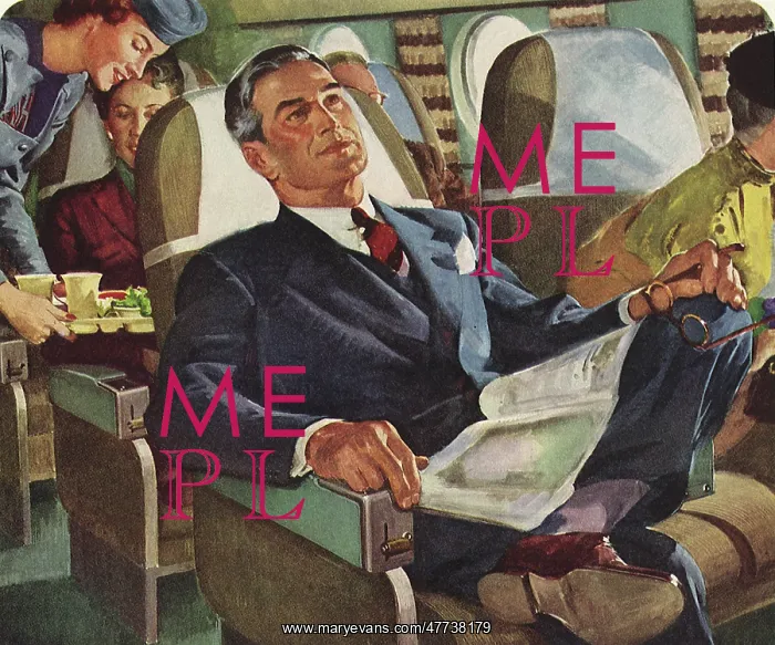  : Businessman relaxes on Airplane