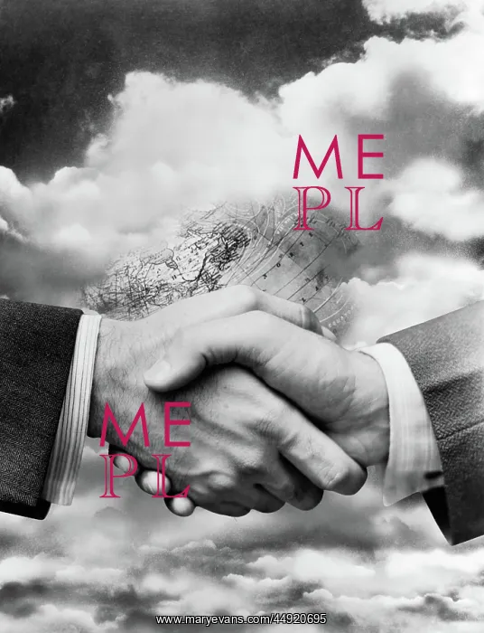 : Businessmen's hands in handshake superimposed : Businessmen's hands in handshake superimposed