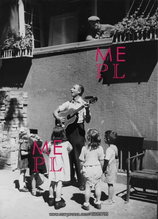 : Busker in Vienna. 16th June 1948 : Busker in Vienna. 16th June 1948