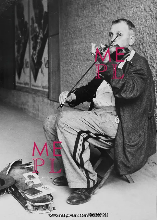 : Busker with violin in Vienna. About 1960 : Busker with violin in Vienna. About 1960