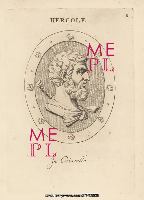 : Bust of bearded Hercules with club and cup : Bust of bearded Hercules with club and cup